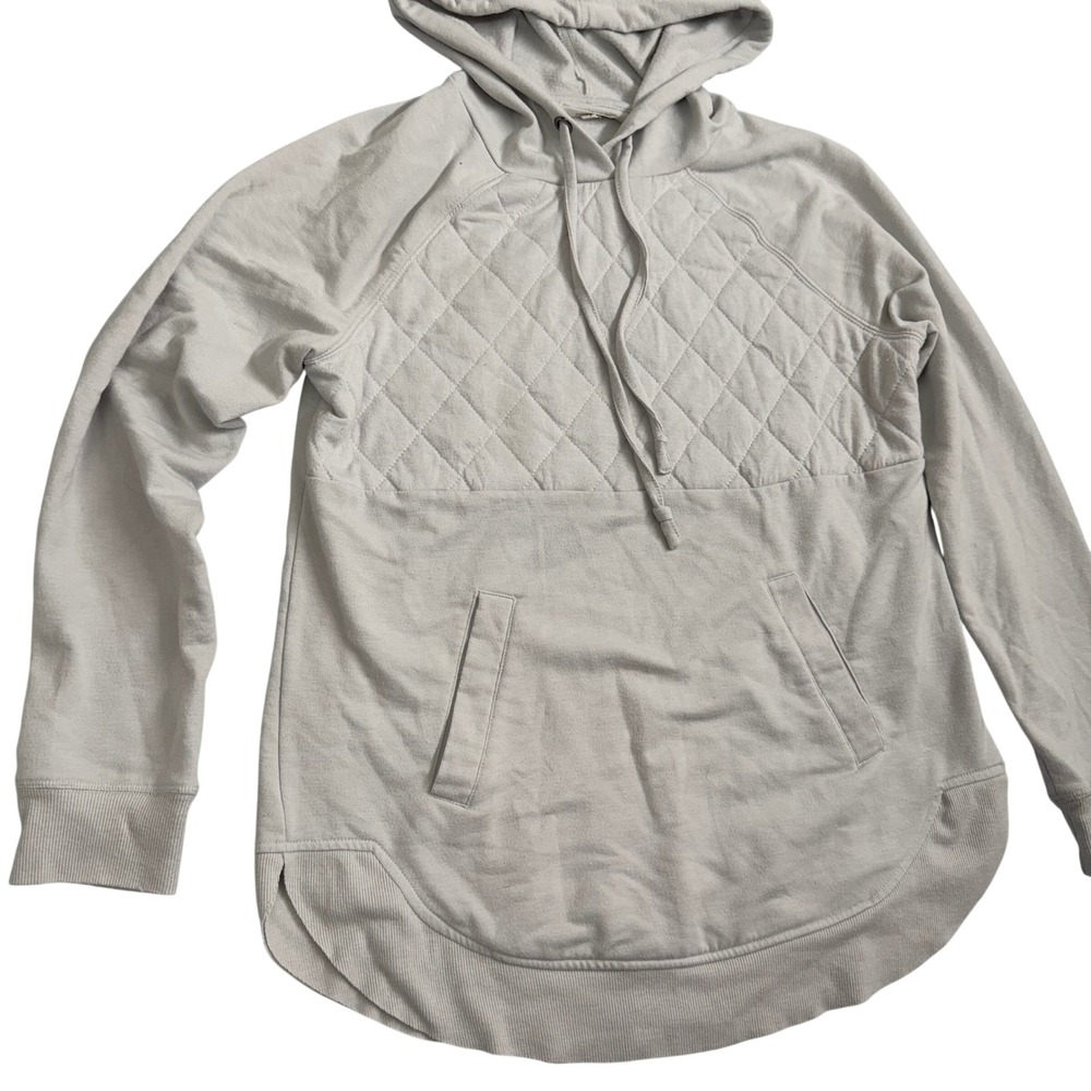 Maurices Light Gray Quilted Front Hoodie Tunic Pocket Pullover Size S - Picture 2 of 7